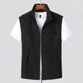 Chaleco informal para hombre con cuello alto y múltiples bolsillos en color negro - M / Negro