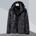 Veste camouflage 3-en-1 imperméable gris foncé avec motif extérieur de feuilles - L / Noir Profond (Texture Camouflage)
