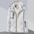 Veste outdoor 3-en-1 imperméable camouflage blanc avec zip orange et capuche fixe - L / Blanc de Lis (Homme)