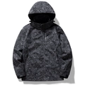 Dark grey camouflage windbreaker with a hooded design and a discreet SPORTS logo print - M / Black (Women's)