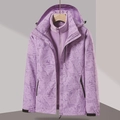 3-in-1 outdoor camo jacket in light purple with leaf pattern and purple fleece liner - M / Taro Purple (Women)