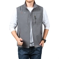 Gilet da pesca outdoor da uomo grigio, asciugatura rapida con tasche funzionali con cerniera - M / Grigio