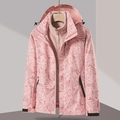 Veste outdoor 3-en-1 rose à motif feuilles avec doublure polaire et capuche amovible - M / Rose Sakura (Femme)