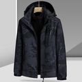 Veste outdoor homme gris foncé camouflage marbré, coupe-vent et à capuche - L / Noir