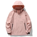 Light pink hooded windbreaker jacket with sports print and adjustable cuffs - M / Pink (Women's Style)