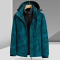 Veste camouflage bleu foncé avec doublure polaire noire et protection coupe-vent - M / Vert forêt