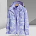 Veste 3-en-1 violette camouflage imperméable avec doublure polaire et capuche - M / Violet Taro