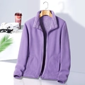 Men and women purple fleece jacket with thickened lining and stand-up collar design - M / Light Purple
