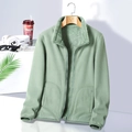 Unisex light green polar fleece jacket with stand collar and zipper closure - M / Bean Green