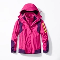 Veste outdoor 3-en-1 pour femme en rose et violet avec doublure polaire et capuche - M / Veste Coupe-vent Et Doublure Amovible / Rouge Rose (Femmes)