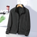 Men's black fleece jacket with standing collar and warm thermal lining for winter - M / Black