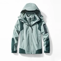Veste outdoor 3-en-1 vert haricot avec doublure chaude en polaire pour femmes - M / Veste Coupe-vent Et Doublure Amovible / Vert Haricot (Femmes)
