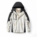 Giacca outdoor 3 in 1 nera con fodera in pile crema e dettagli di cerniere arancioni - L / Bianco Avorio