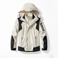 Veste outdoor 3-en-1 pour couple en beige et noir avec doublure polaire chaude - M / Veste Coupe-vent Et Doublure Amovible / Ivoire (Femme)