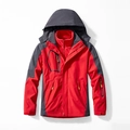 Three-in-one outdoor jacket for couples in red and dark grey with warm fleece lining - M / Red (Men)
