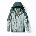 Three-in-one green outdoor jacket with fleece lining and orange zipper details - M / Dark Green (Women)