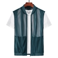 Gilet da uomo in rete traspirante verde scuro con tasche a zip per attività all'aperto - M / Blu