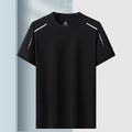 Schwarzes Ice Silk Sport-T-Shirt für Herren mit Mesh-Struktur und Streifendetails - M / Schwarz
