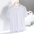 T-shirt sportiva da uomo in seta di ghiaccio bianca con rete traspirante e strisce - M / Bianco