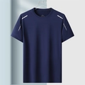 Dunkelblaues schnelltrocknendes Sport-T-Shirt mit reflektierenden Streifen und Mesh - M / Dunkelblau