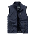 Gilet de sport séchage rapide bleu marine avec multi-poches, doublure en maille - M / Bleu foncé