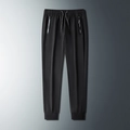 Pantaloni sportivi da uomo in seta di ghiaccio con coulisse e tasche con cerniera - M / Nero Polsino Elastico
