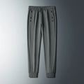 Pantaloni sportivi da uomo in seta di ghiaccio grigio scuro con vita elastica - M / Grigio Scuro Gamba Con Polsino