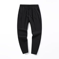 Pantalon en soie glacée noire pour homme avec taille élastique et coupe fuselée sport - Noir Jambe Droite