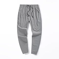 Pantalon de jogging léger en soie glacée pour hommes avec cordon de serrage noir - Gris Jambe Droite