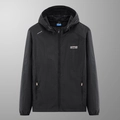 Veste pare-soleil légère noire à capuche pour homme en tissu de soie glacée respirant - M / Noir