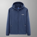 Veste de protection solaire à capuche bleu marine en soie glacée respirante avec zips - M / Bleu foncé