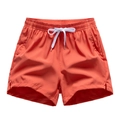 Coral quick-dry sports shorts with elastic drawstring waist and side slits for running - M / Watermelon red