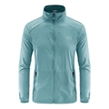 Men's lightweight ice silk sun protection jacket in lake blue with stand collar and zipper - M / Haze Blue