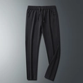 Pantalon homme en soie glacée, léger, séchage rapide avec cordon de serrage et poches zippées - 3XL / Modèle Jambe Droite / Noir