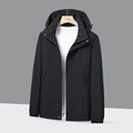 Giacca a vento nera da uomo minimalista con cappuccio regolabile e tasche funzionali - XS / Nero