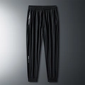 Herren Sommer Eisseide atmungsaktive Schnelltrocknende Sporthose mit Reißverschlusstaschen - M / Schwarz Elastische Manschette