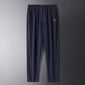 Pantalón deportivo azul marino para hombre con pierna recta y cintura elástica con cordón - M / Azul