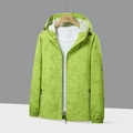 Chaqueta cortavientos verde neón impermeable con estampado de hojas de monstera - S / Verde