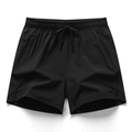 Men's black casual shorts with elastic waistband and drawstring for summer sports wear - M / Black