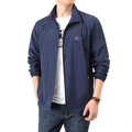 Veste de protection solaire bleu marine pour homme avec col montant et logo outdoor - M / Bleu foncé