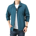 Men's blue sun protection jacket with outdoor top logo and breathable thin fabric - M / Denim Blue (Solid)
