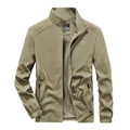Khaki outdoor men's windbreaker jacket with stand collar and zipper pockets - M / Khaki