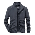 Men's grey outdoor jacket with stand collar and quick-dry elastic fabric for sports - M / Gray