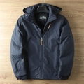 Marineblaue wasserdichte Outdoor-Herrenjacke mit warmem Fleecefutter und Kapuze - M / Marineblau