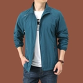 Outdoor Windbreaker Jacke für Herren mit Stehkragen in Blaugrün und Reißverschluss - M / Denim Blau Einfarbig