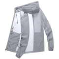 Veste de protection solaire grise légère avec capuche et tissu respirant semi-transparent - M / Gris
