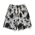 Herren-Freizeitshorts mit schwarz-weißem Blumendruck und elastischem Kordelzugbund - M / Schwarze Schneelotus