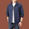 Coupe-vent bleu foncé pour homme avec col montant en tissu nylon léger et respirant - 3XL / Bleu Foncé Uni
