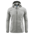 Veste de protection solaire gris foncé à capuche avec poches zippées pour le sport - M / Gris clair