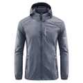 Veste de protection solaire légère grise pour le sport en plein air avec capuche coupe-vent - M / gris foncé